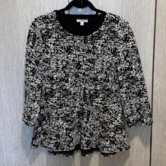 Halston Black and White Blouse, Size Large - Picture 1 of 7